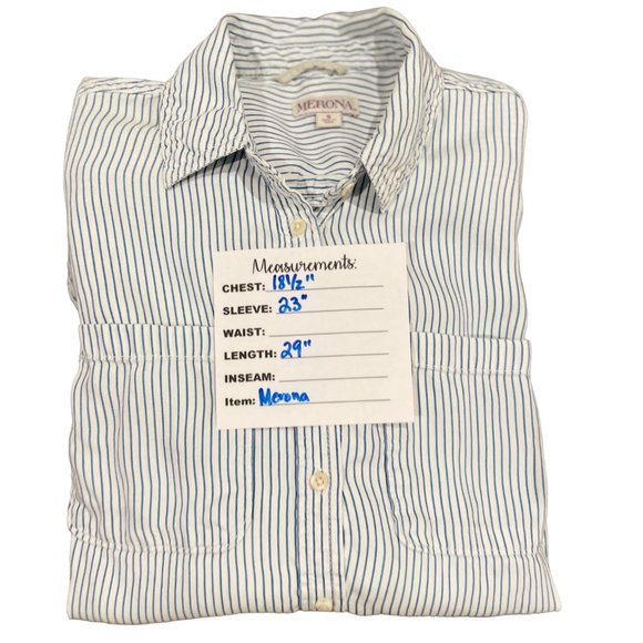 Blue and White Stripe Button Down, Size Small - Picture 7 of 8